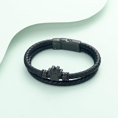 Paw Print Urn Bracelet for Ashes for Women Men Keepsake Memorial Cuff Bangle Braided Leather Wristband Bracelet Cremation Jewelry in Kuwait