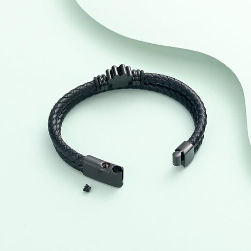 Paw Print Urn Bracelet for Ashes for Women Men Keepsake Memorial Cuff Bangle Braided Leather Wristband Bracelet Cremation Jewelry in Kuwait