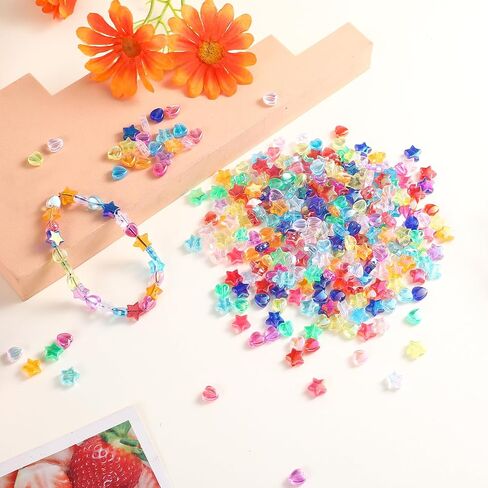 600PCS Assorted Color Beads, Start Heart Butterfly Large Hole Beads, Acrylic Spacer Loose Beads, Colorful Bead Assortments, for Braids, Jewelry Making Supplies, Necklace, Bracelet, Small in Saudi Arabia