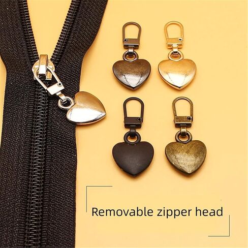 5Pcs Silver Heart Shape Zipper Pull Pieces Detachable Cute Creative Zippers Replacement Repair Kits for Coats Jackets Pants Luggage Sewing Notions and Supplies Zipper Pull Charms in Saudi Arabia
