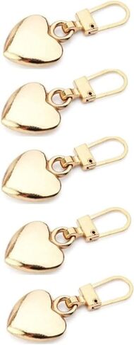 5Pcs Silver Heart Shape Zipper Pull Pieces Detachable Cute Creative Zippers Replacement Repair Kits for Coats Jackets Pants Luggage Sewing Notions and Supplies Zipper Pull Charms in Saudi Arabia