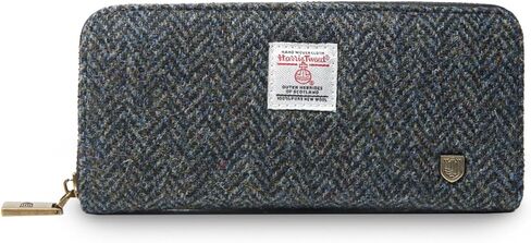 Islander HarrisTweed & PU Leather women’s long zip purse, Islander Tartan, Carry Cash & card, Scottish Style in Kuwait
