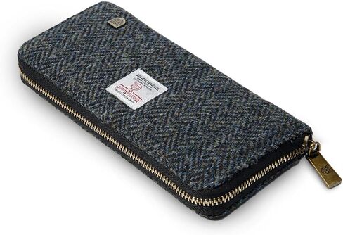 Islander HarrisTweed & PU Leather women’s long zip purse, Islander Tartan, Carry Cash & card, Scottish Style in Kuwait