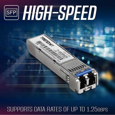 TRENDnet 1000Base- SX Industrial SFP to RJ45 Multi-Mode LC Module, TI-MGBSX, Up to 550m (1,804 Ft), IEE 802.3z, ANSI Fiber Channel, Data Rates up to 1.25Gbps, LC-Type Duplex, Lifetime Protection in Saudi Arabia
