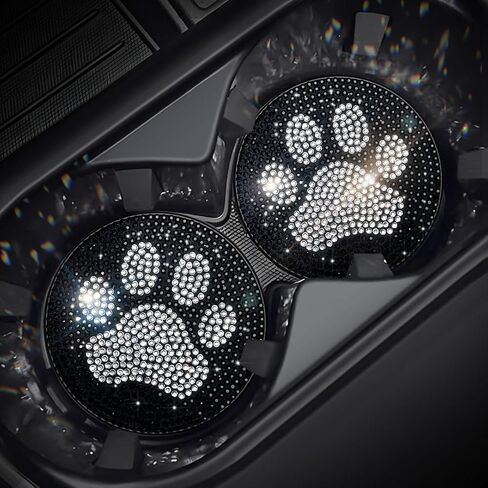 2pack Bling Car Cup Holder Coasters Cute Crystal Rhinestone Coaster for Car Drink Coaster Non-Slip Sparkly Car Accessories for Women Interior Cute Set in Saudi Arabia