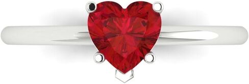 Clara Pucci 1.25 ct Heart Cut Created Ruby 14k White Gold Solitaire Wedding Engagement Bridal Promise Ring in Saudi Arabia