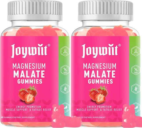 Magnesium Malate 500mg Gummies for Adults, Healthy Energy & Muscle Support, High Absorption Magnesium Supplement, Non-GMO, Vegan - 60 Counts in Saudi Arabia