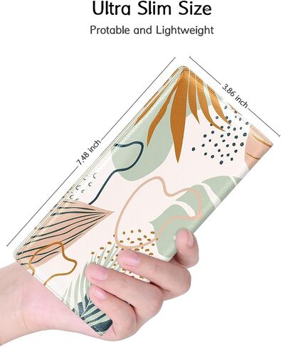 Nipichsha Womens Wallet, RFID Slim Wallets for Women, Thin Ladies Credit Card Holder Wallet, Cute Leather Bifold Clutch Billfold with 11 Card Slots & ID Window (Boho Leaves) in Saudi Arabia