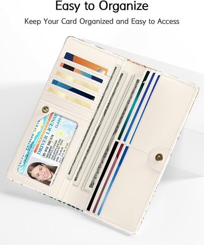 Nipichsha Womens Wallet, RFID Slim Wallets for Women, Thin Ladies Credit Card Holder Wallet, Cute Leather Bifold Clutch Billfold with 11 Card Slots & ID Window (Boho Leaves) in Saudi Arabia