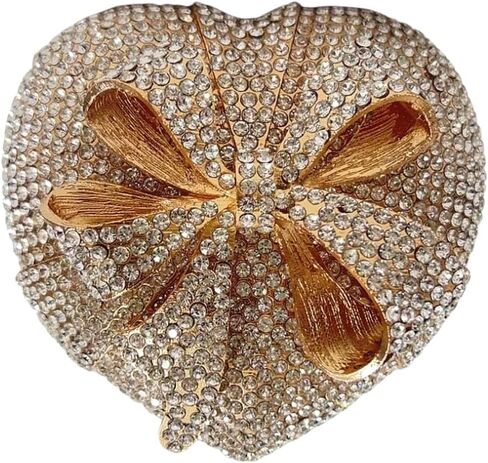 Elegant Heart Rhinestone Evening Bag Heart-Shaped Bow Gift Box Crystal Purse for Women Prom Wedding Clutch in Kuwait