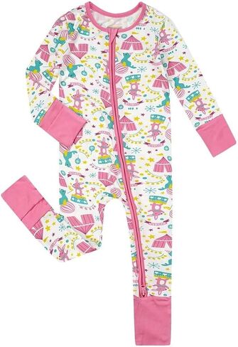 Teach Leanbh Unisex Baby Bamboo Viscose Pajamas with Mittens and Feet Cuffs Soild 2 Way Zipper Long Sleeve Romper in Saudi Arabia