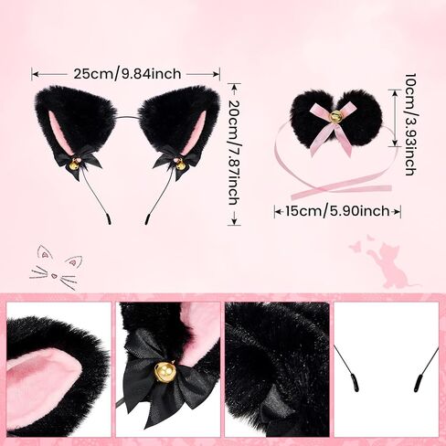American Trends Girls Cat Ears Headband Women Plush Furry Ears Costume Party Hair Accessory Halloween Cosplay Headbands Pink in Saudi Arabia