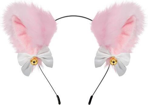 American Trends Girls Cat Ears Headband Women Plush Furry Ears Costume Party Hair Accessory Halloween Cosplay Headbands Pink in Saudi Arabia