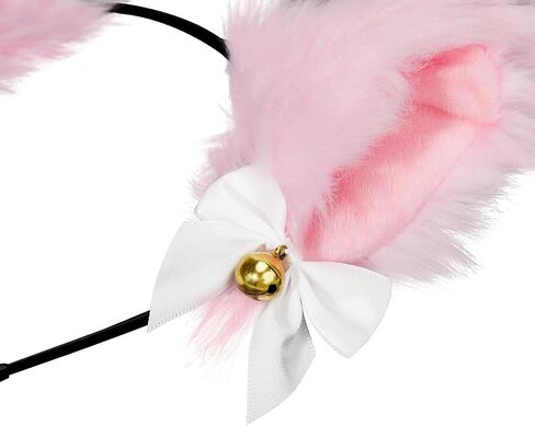 American Trends Girls Cat Ears Headband Women Plush Furry Ears Costume Party Hair Accessory Halloween Cosplay Headbands Pink in Saudi Arabia