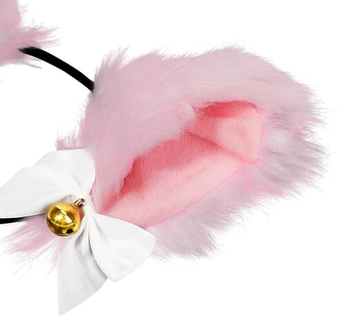 American Trends Girls Cat Ears Headband Women Plush Furry Ears Costume Party Hair Accessory Halloween Cosplay Headbands Pink in Saudi Arabia