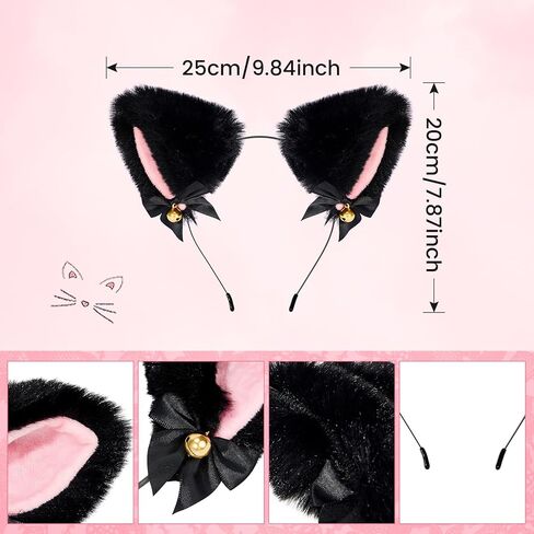 American Trends Girls Cat Ears Headband Women Plush Furry Ears Costume Party Hair Accessory Halloween Cosplay Headbands Pink in Saudi Arabia
