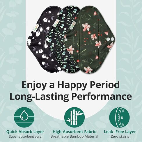 Langsprit Absorbent Reusable Menstrual Sanitary Pads/Washable Cloth Menstrual Period Pads,Reusable Panty Liners(Winter,M) in Saudi Arabia