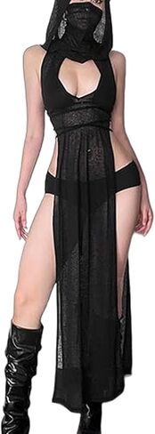 Gothic Rave Outfits Dresses for Women Festival Black Sexy Goth Clothes Rave Wear in Saudi Arabia