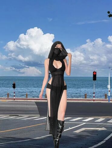 Gothic Rave Outfits Dresses for Women Festival Black Sexy Goth Clothes Rave Wear in Saudi Arabia