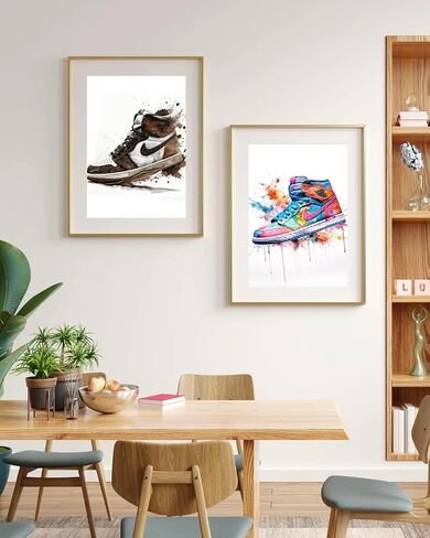 Brktr Design - Hypebeast Sneaker Poster Set - Wall Art for Boys & Teens, Sneakers Watercolor Decor, Unframed Set of 6 (8x10) in Saudi Arabia