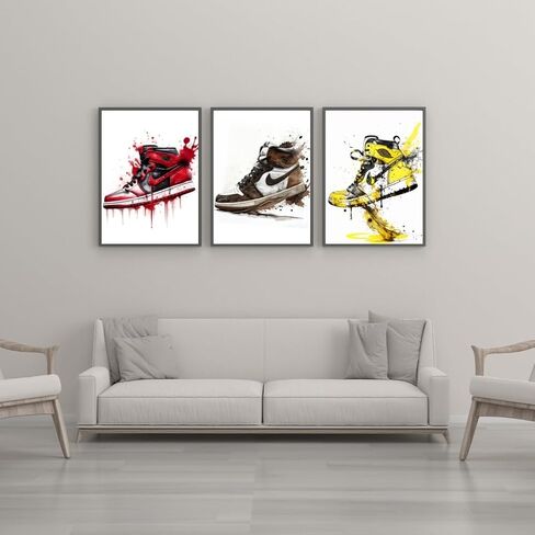 Brktr Design - Hypebeast Sneaker Poster Set - Wall Art for Boys & Teens, Sneakers Watercolor Decor, Unframed Set of 6 (8x10) in Saudi Arabia