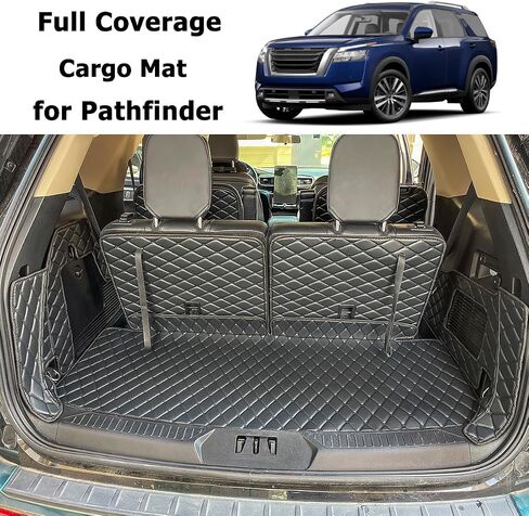 Cargo Mat Compatible with 2013-2020 Nissan Pathfinder Trunk Mat & 2ND+3RD Row Rear Backrest Cargo Liners (The 3RD Row Seat NOT Have The Power Return Function) ﻿ in Kuwait