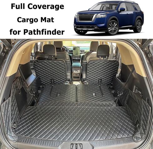 Cargo Mat Compatible with 2013-2020 Nissan Pathfinder Trunk Mat & 2ND+3RD Row Rear Backrest Cargo Liners (The 3RD Row Seat NOT Have The Power Return Function) ﻿ in Kuwait