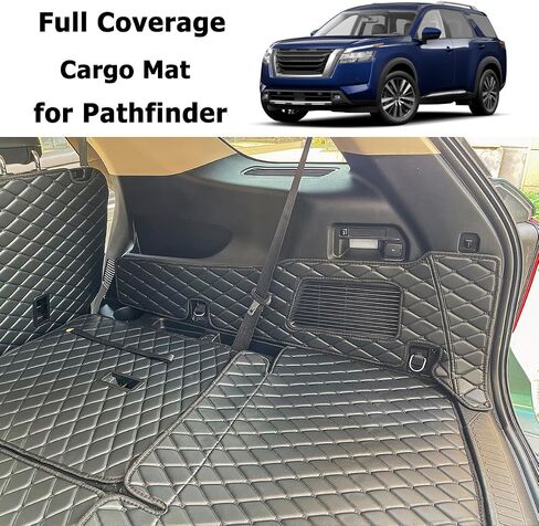 Cargo Mat Compatible with 2013-2020 Nissan Pathfinder Trunk Mat & 2ND+3RD Row Rear Backrest Cargo Liners (The 3RD Row Seat NOT Have The Power Return Function) ﻿ in Kuwait