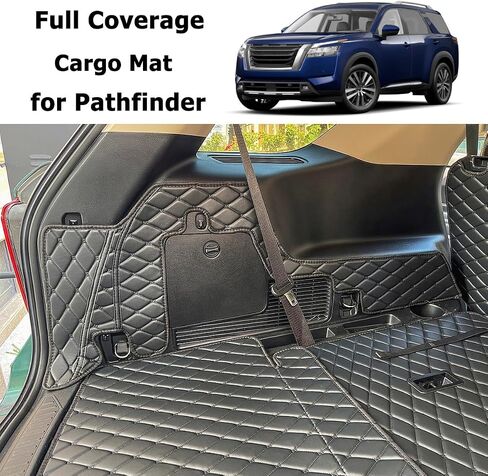 Cargo Mat Compatible with 2013-2020 Nissan Pathfinder Trunk Mat & 2ND+3RD Row Rear Backrest Cargo Liners (The 3RD Row Seat NOT Have The Power Return Function) ﻿ in Kuwait