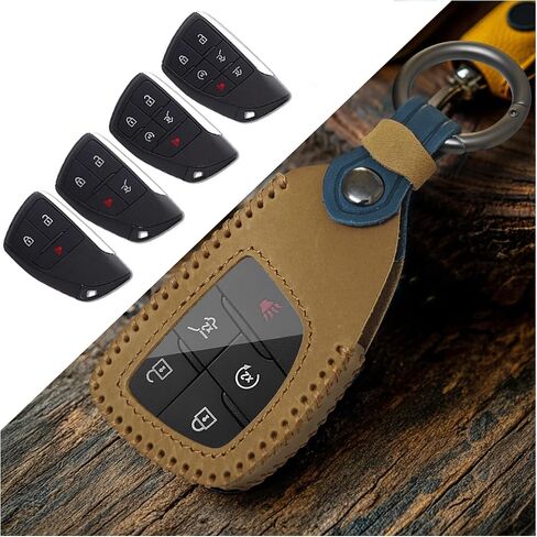 for GMC Key Fob Cover Leather, for 2022 - 2025 Chevy Silverado 1500 GMC Sierra 1500, 2024 2025 Silverado Sierra 2500HD 3500HD, 2021-2024 Chevy Traverse Tahoe Suburban GMC Yukon Denali, 3-6 Buttons in Saudi Arabia