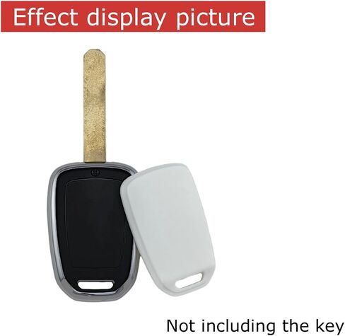 TPU Key Fob Cover Compatible with 2013-2021 Honda Accord CR-V Civic Crosstour Fit HR-V（Only Fit Straight Key fob, Smart Key Fob Not Fit. Silver-White/Silver-Black in Saudi Arabia