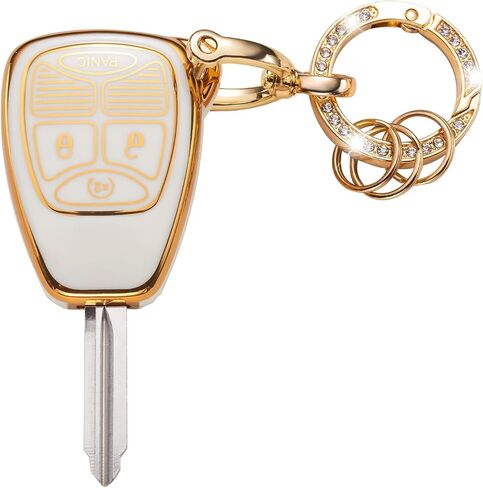Gematay for Jeep Key Fob Cover with Keychain, Key Shell Cover Holder Compatible with Jeep Wrangler Compass 2007-2018/Dodge Ram Durango Smart Key Fob, White in Saudi Arabia