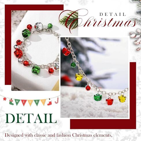 مجموعة مجوهرات Sixexey لعيد الميلاد على شكل جرس جلجل بيل سلسلة عنق فضية لحفلات عيد الميلاد وقلادة وسوار وأقراط إكسسوارات للنساء in Kuwait