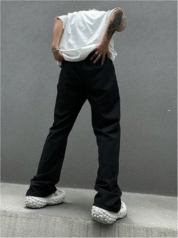 SHENHE Men's Graphic Sweatpants Open Bottom Drawstring Stacked Flared Track Pants in Saudi Arabia