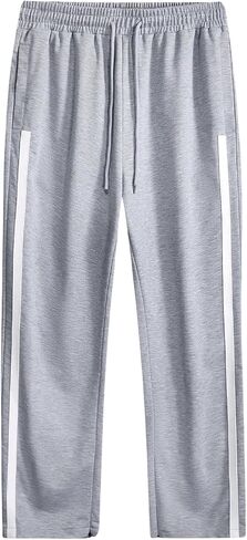 OYOANGLE Men's Side Striped Drawstring Elastic Waisted Sweatpants Straight Leg Athletic Track Pants in Saudi Arabia