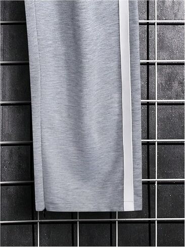 OYOANGLE Men's Side Striped Drawstring Elastic Waisted Sweatpants Straight Leg Athletic Track Pants in Saudi Arabia