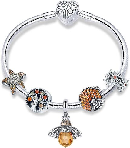 LeeFeel S925 Silver Beads Charm 925 Sterling Silver Mom Heart Animal Dog Bee Charms Fit Charm Bracelet & Necklace for Mother's Day in Saudi Arabia
