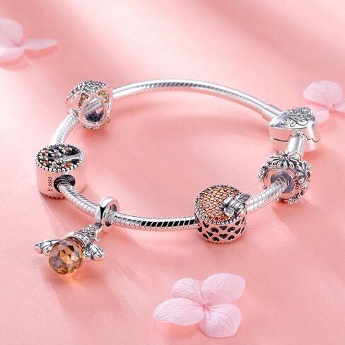 LeeFeel S925 Silver Beads Charm 925 Sterling Silver Mom Heart Animal Dog Bee Charms Fit Charm Bracelet & Necklace for Mother's Day in Saudi Arabia
