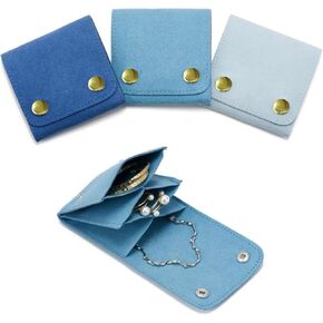 Small Jewelry Bags 3 Pcs Microfiber Jewerly Rolls Small Bags for Jewelry Gift Bags Jewelry Organizer Pouch with Snap Button for Bracelet Rings Necklace for Traveling Gifting, 3"x3", Pink