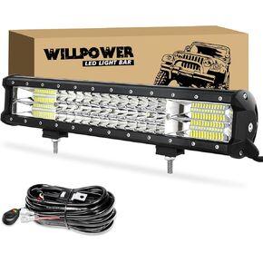 Willpower 22 inch LED Work Light Bar, Triple Row 324W Spot Flood Combo Beam Off Road Driving Fog Lights with Mounting Bracket for Pickup SUV ATV UTV Truck Light, 12V 24V