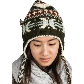 Tribe Azure Fair Trade Womens Beanie Hats, Warm Knit, Women's Skullies Beanie for Women, Boho Knit Wool Green