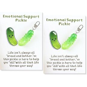 LIU JUN Cute Pickle Design Keychain With Pocket Hug Card, Emotional Support Fun Pocket Hug Positive Pickle with Support Card