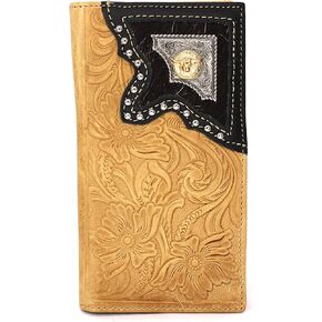 West Star Men Western Wallet Long Bifold Checkbook Style Without Cow Hair Genuine Leather 207F Star Coffee in Kuwait
