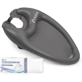 Inflatable Hair Washing Basin for Sink at Home, Portable Shampoo Bowl, Hair Washing Sink for Bedridden, Handicapped, Kids, Seniors, Pregnant, Wheelchair Person at Bedside and Kitchen Sink Use(Black) in Kuwait