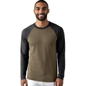 Mens T-Shirts Baseball Vintage Fashionable Lightweight Casual Cotton Crew Neck Slim Fit with Raglan Long Sleeves