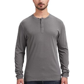 netdraw Men's Bamboo Viscose Henley Long Sleeve Double Yarn Soft Premium Basic Casual Button Cotton T-Shirt