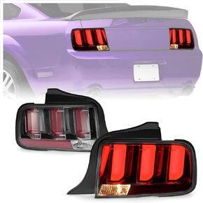 KUAFU Tail Lights Pair Compatible with 2005-2009 Ford Mustang LED Taillights Rear Lights Lamps Driver Passenger Side (Smoke Lens + Black Housing)