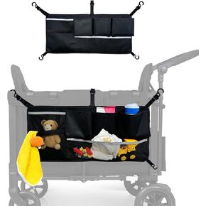 WF Stroller Wagon Cargo Net Organizer for 2 & 4 Seater Wagons, Large Capacity Mesh Storage with Sorting Pockets, Compatible with WF W-Series, Keenz, and Universal Models