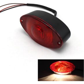 Motorcycle Rear Tail Light,Retro Red Brake Light License Plate Brake Tail Light for ATV Cafe Racer Bobber Chopper (Black shell)