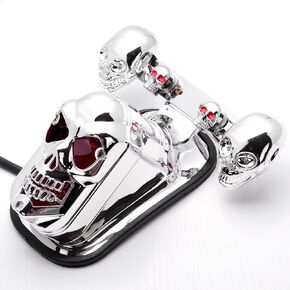 Skull Chrome Indicator Tail Light Integrated Brake Stop Turn Signal Blinker Compatible with Harley Sportster Dyna Glide Custom Bobber Chopper Cruiser
